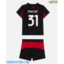 Camisa de time de futebol AC Milan Strahinja Pavlovic #31 Replicas 1º Equipamento Infantil 2025-26 Manga Curta (+ Calças curtas)
